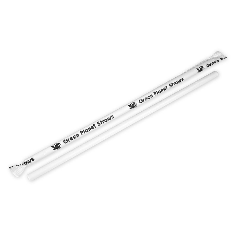 0.248" x 7.75" Jumbo Straw - White - Wrapped, 3200/CS