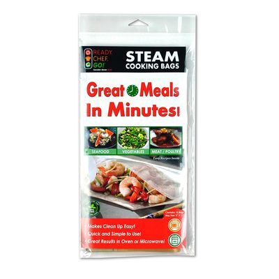 8.9" x 10.8" Ready. Chef. Go!® Self-Seal Cooking Bags for Microwave or Oven - Brown (Retail Pack), 48 Retail Packs/CS