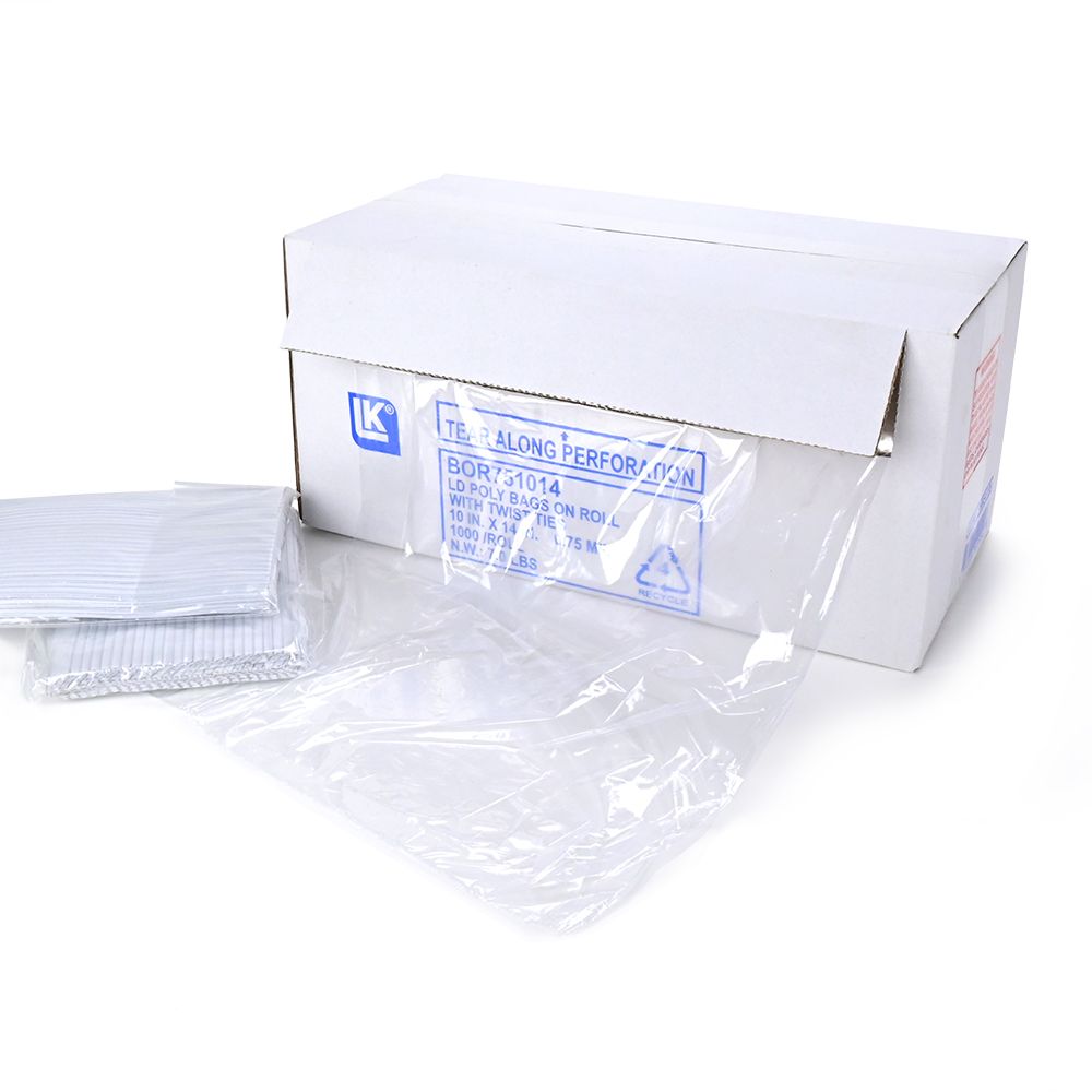 10 X 14 Low Density Utility Bag on Roll with Twist Tie 0.75 mil /RL| Prism Pak