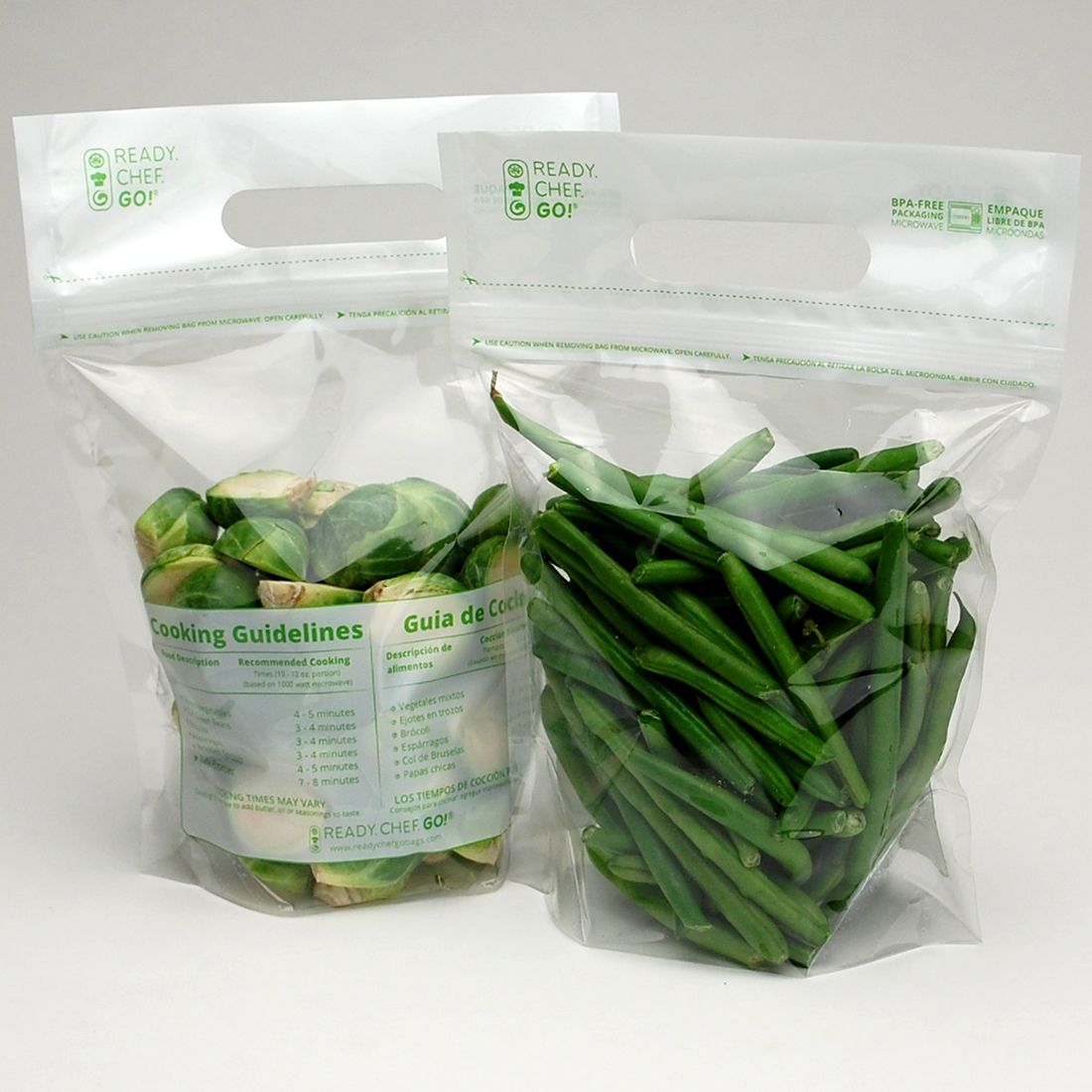 7.5" X 11" + 4"BG 2.5 mil Ready. Chef. Go! Microwavable Produce Pouch, 250/CS