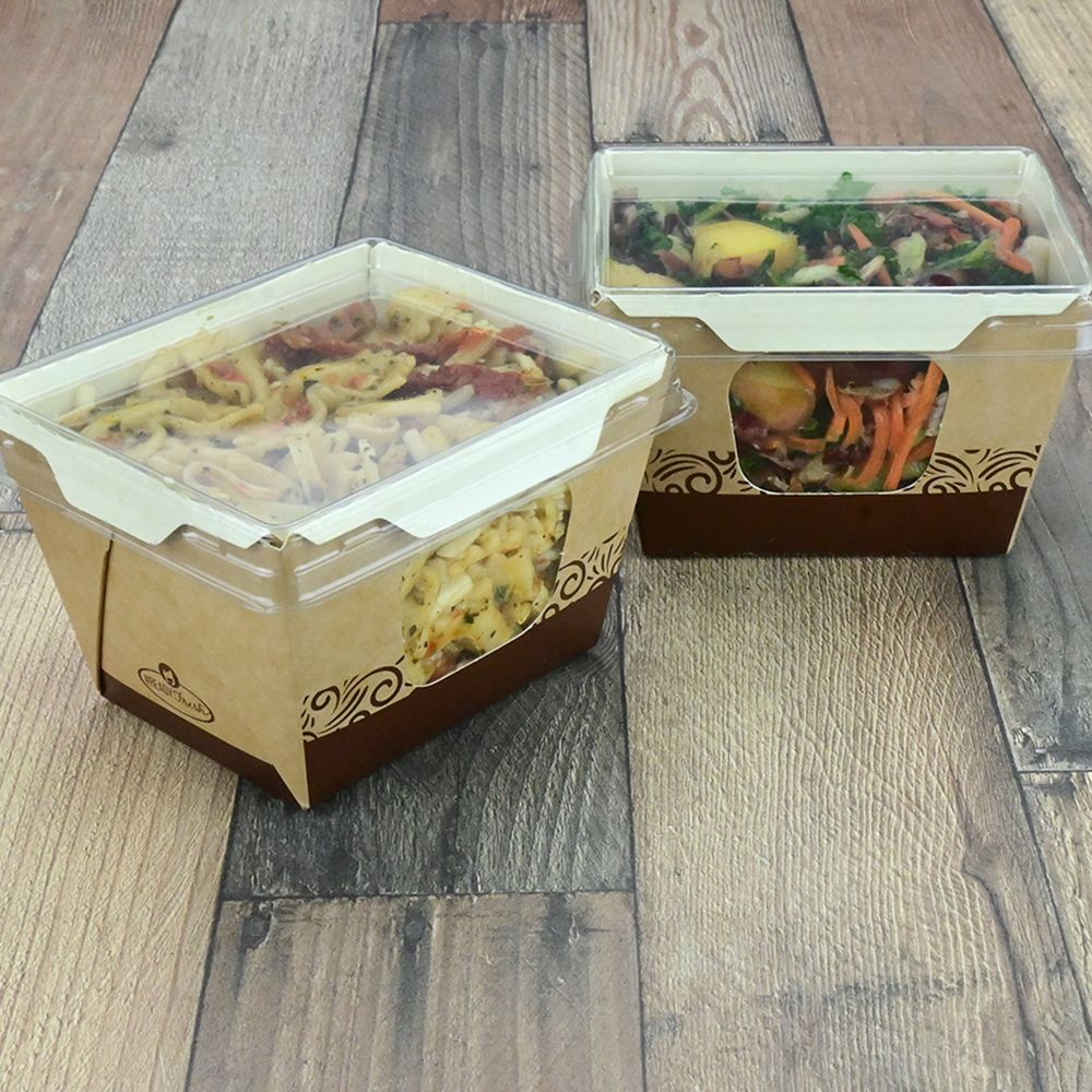 Kraft Container Clear Lid (Small)| Prism Pak