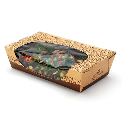 7" x 7.9" X 2" #ReadyFresh® Kraft Tuck-Top Container w/ Side Window, 200/CS