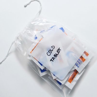 5" x 8" 1.5 mil Polypropylene Pull-Tite Drawstring Bag w/ White Block, 2000/CS