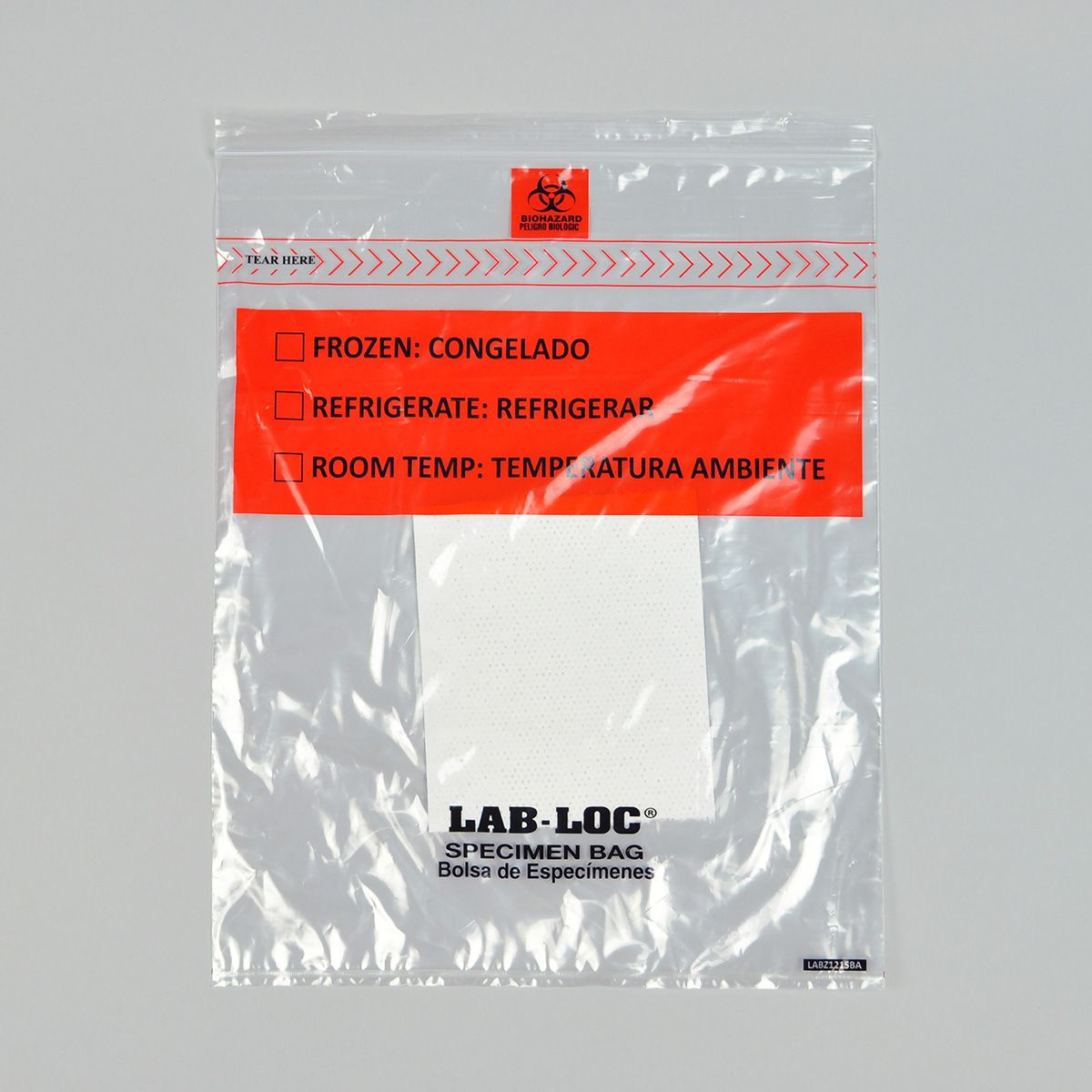 Lab-LocÃ‚Â® Specimen Bags with Removable Biohazard Symbol and Absorbent Pad 12 X 15 1.75 mil 1,000/cs| Prism Pak