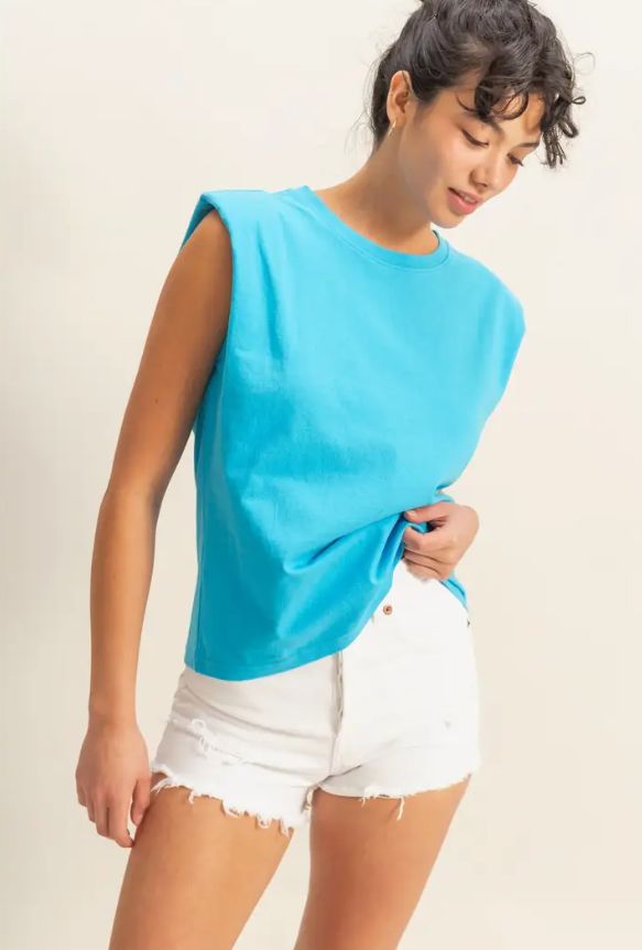 Shoulder Pad Sleeveless Top