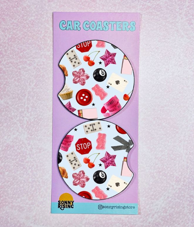 Car Coasters, Junk Journal Style Car Coasters, Junk Journal Style