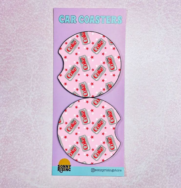 Car Coasters, Diet Coke Lover On Pink Car Coasters, Diet Coke Lover On Pink