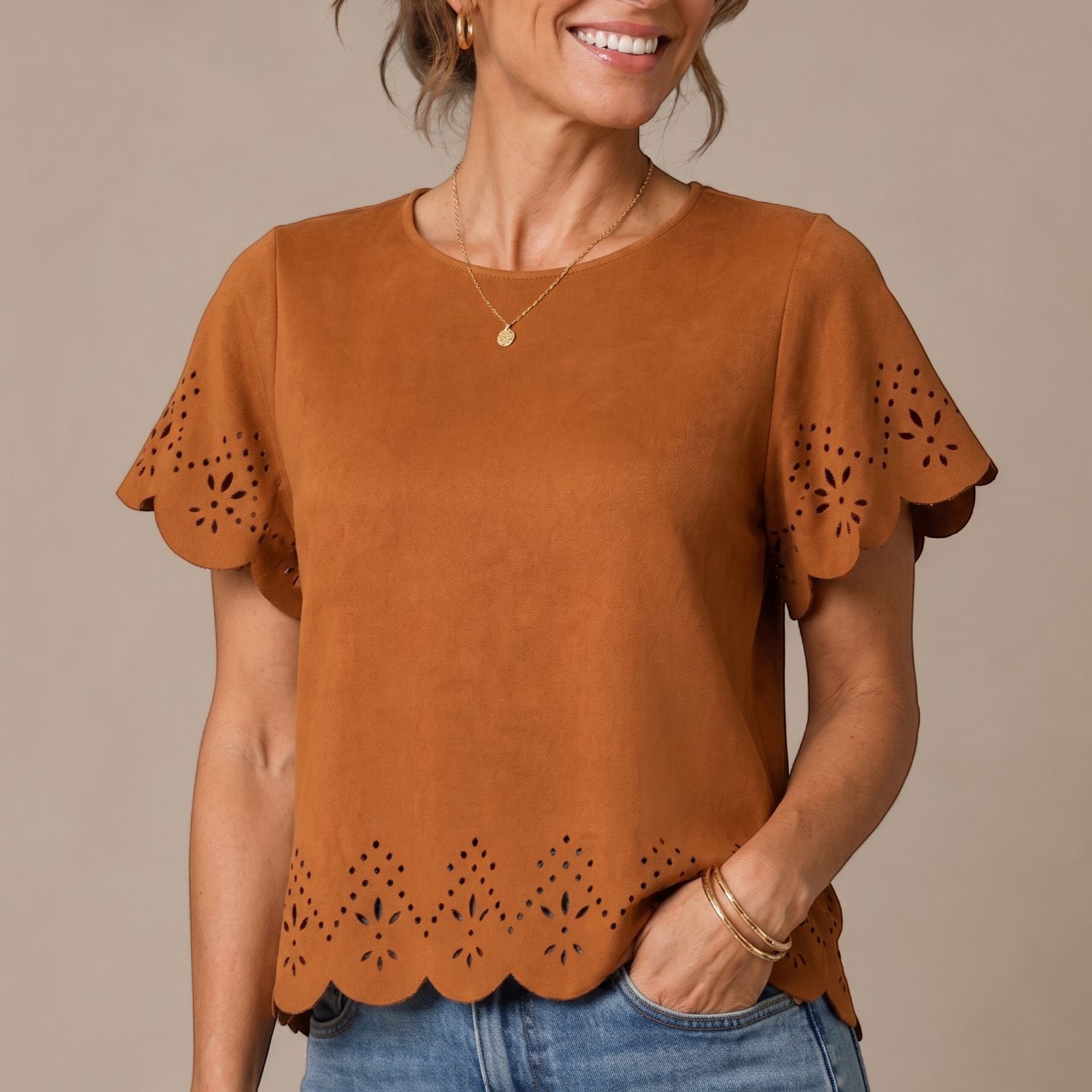 Faux Suede Tee