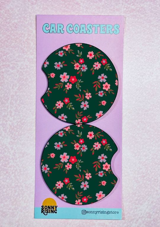 Green Ditsy Floral Pattern - Coasters Green Ditsy Floral Pattern - Coasters