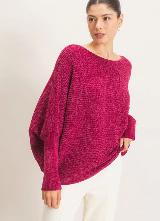 Chenille Boat Neck Sweater