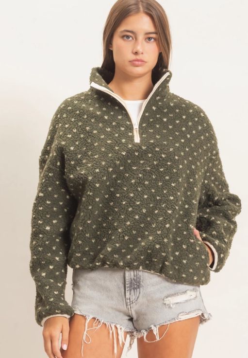 Polka Dot Sherpa Half Zip