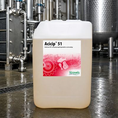 Acicip 51 - bardzo silny kwaśny detergent do usuwania osadów wapiennych, kamienia mlecznego, rdzy oraz pozostałości mineralnych.