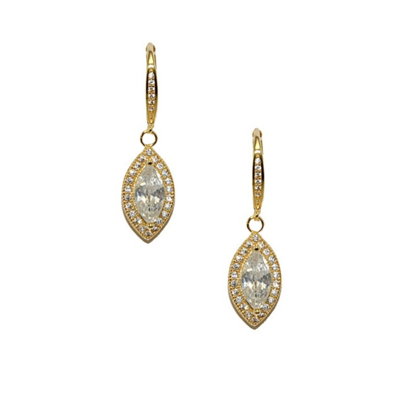 Cubic Zerconia Collection - Dainty Crystal Drop Earrings - Rose Gold