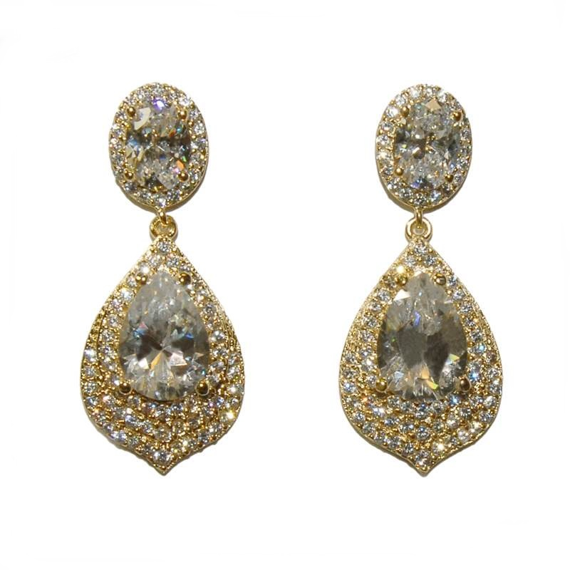Cubic Zirconia Collection - Gatsby Dainty Treasure Earrings - Gold