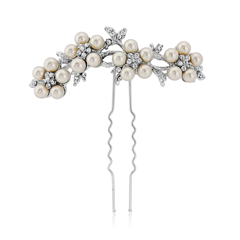 Elite Collection - Crystal & Pearl Daisy Hair Pin