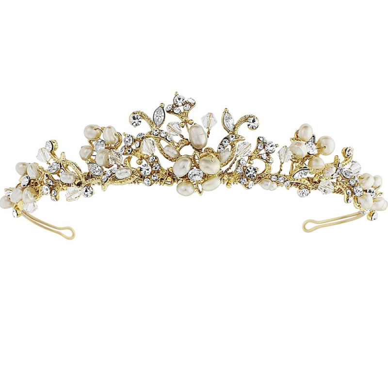 Serena - Freshwater Pearl Tiara- 14k Gold - SassB