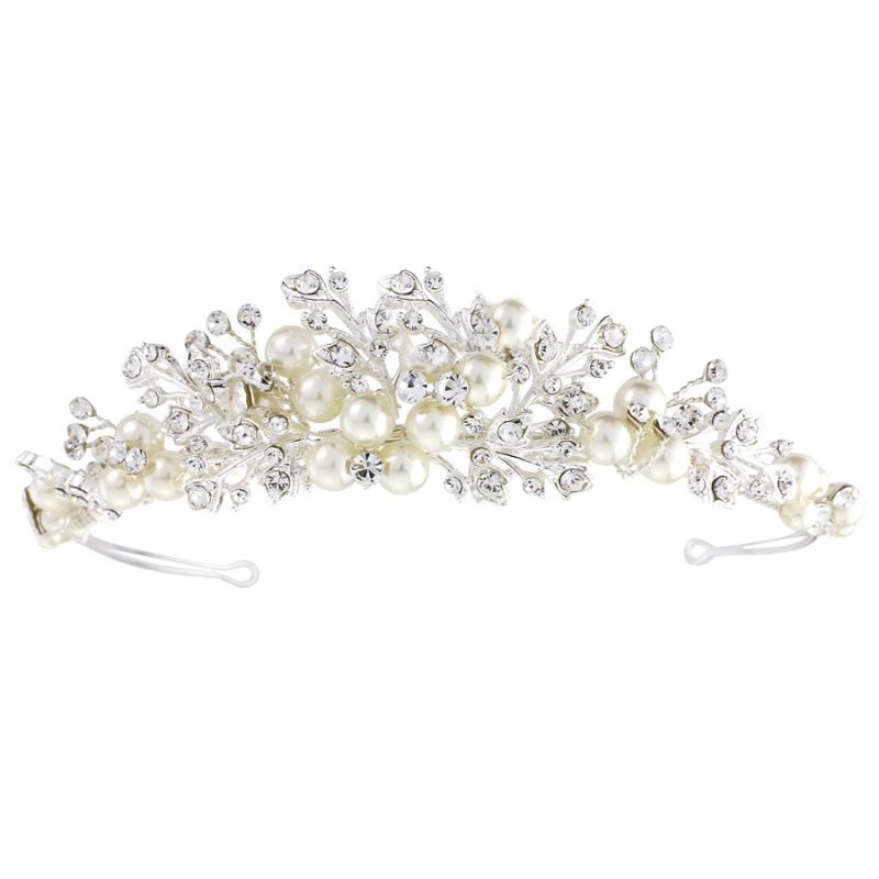 Tess Luxe Pearl Tiara - SassB - Silver