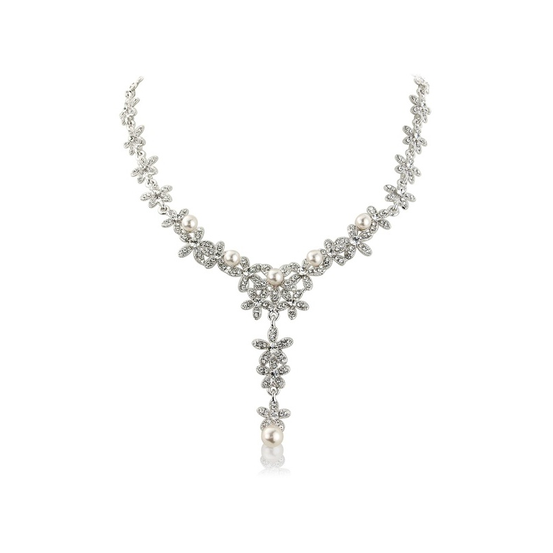 Crystal and Pearls Bridal Necklace