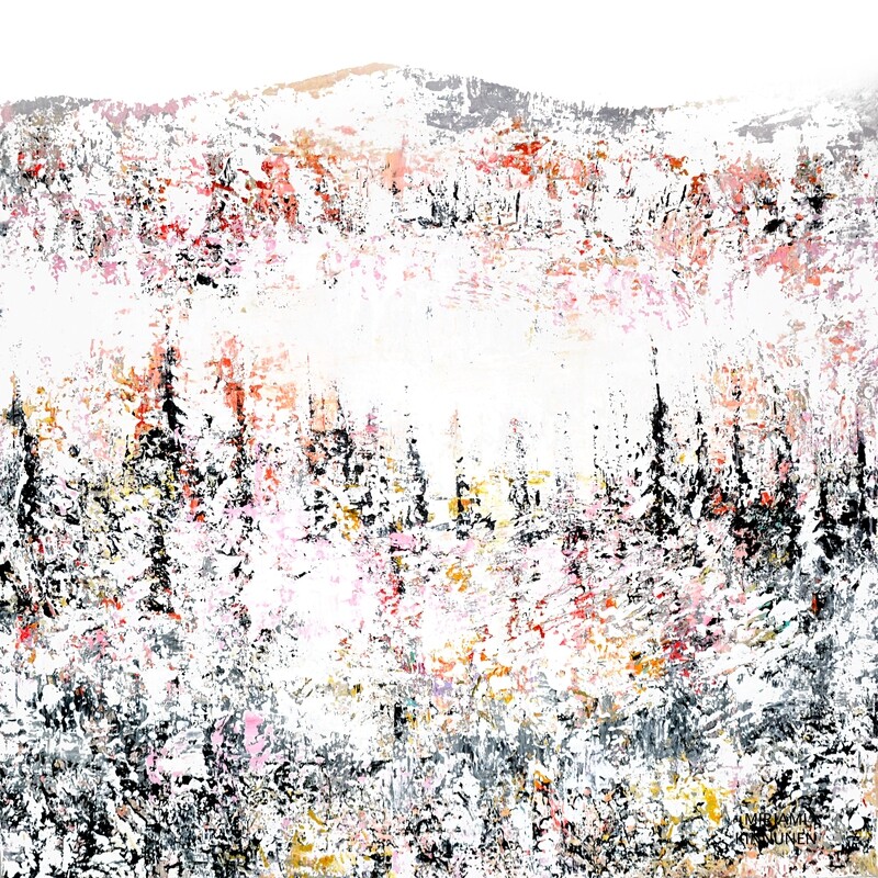 &quot;Korpi&quot;, 14,8x14,8cm kortti. Signeeraus kortin alareunassa ei erotu hyvin.