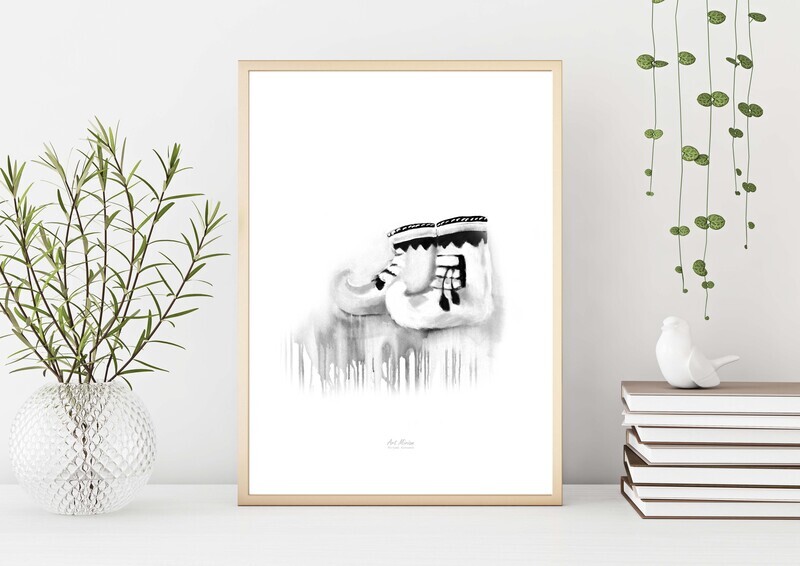 "Nutukkaat, mustavalkoinen" Juliste 21x30cm.