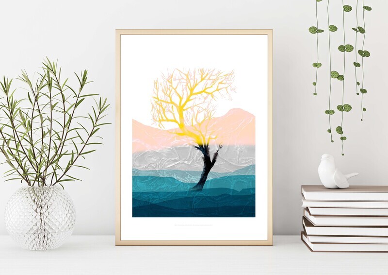 "Jalat tunturissa, pää pilvissä" Juliste 21x30cm