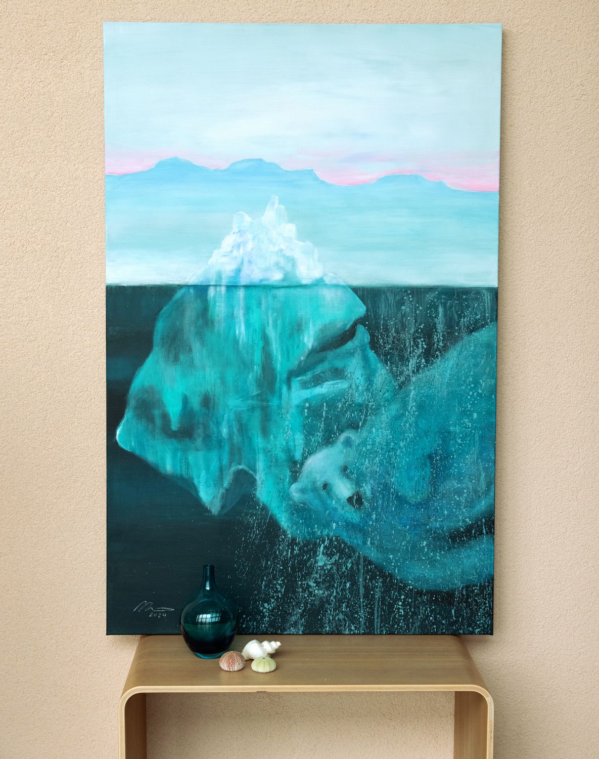 Akryylimaalaus pellavakankaalle, 90x140cm