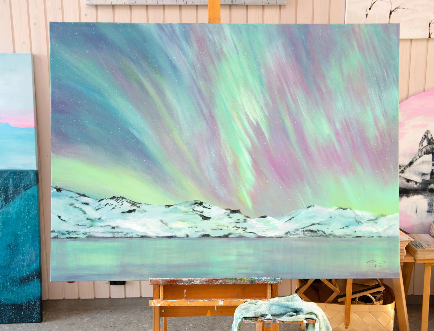 Akryylimaalaus pellavakankaalle, 110x150x3cm