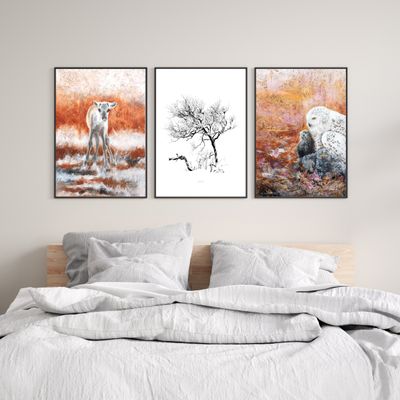 &quot;Tunturikoivu mustavalkoinen&quot; 30x40cm juliste