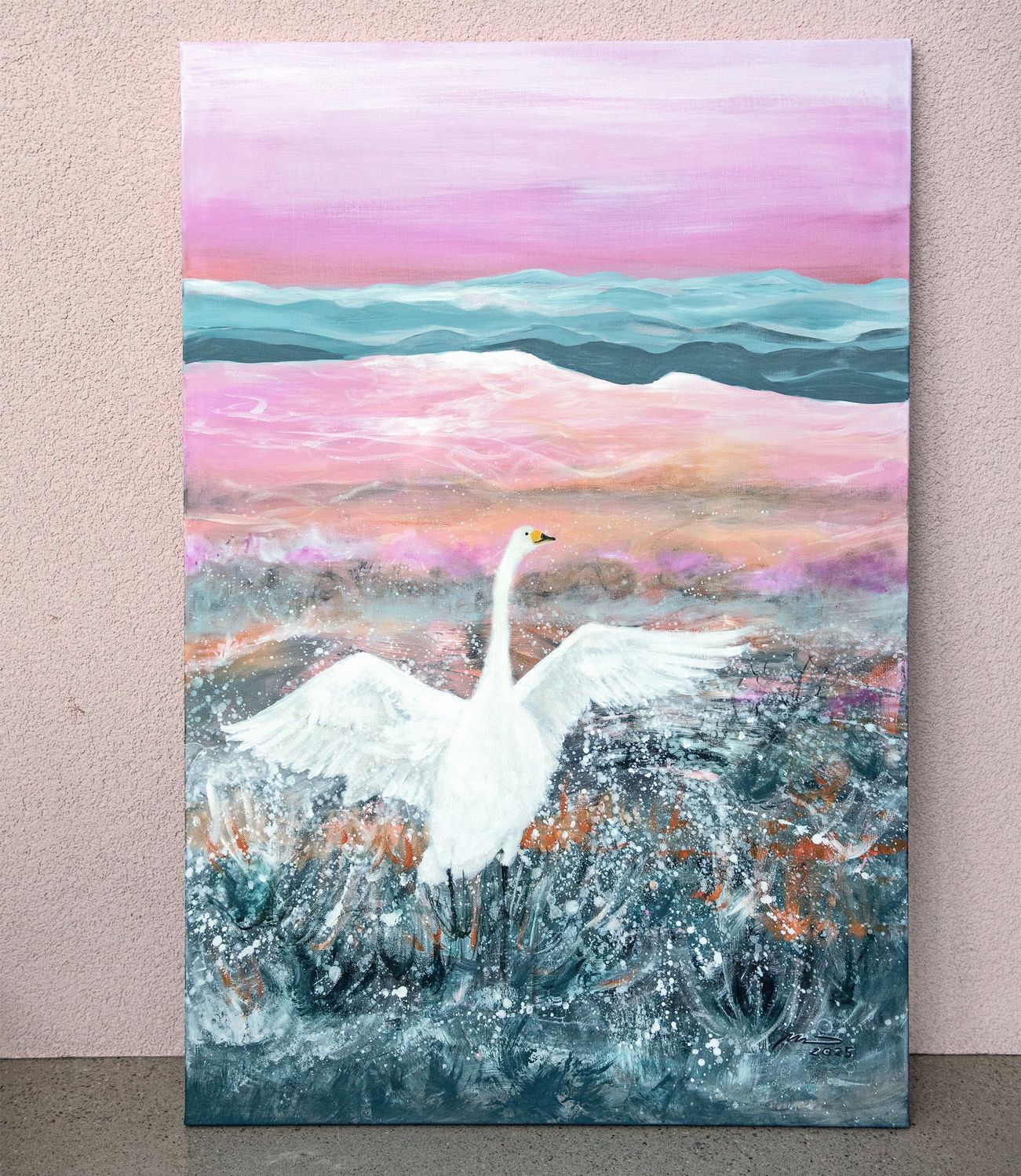 Akryylimaalaus pellavakankaalle 120x80x3cm