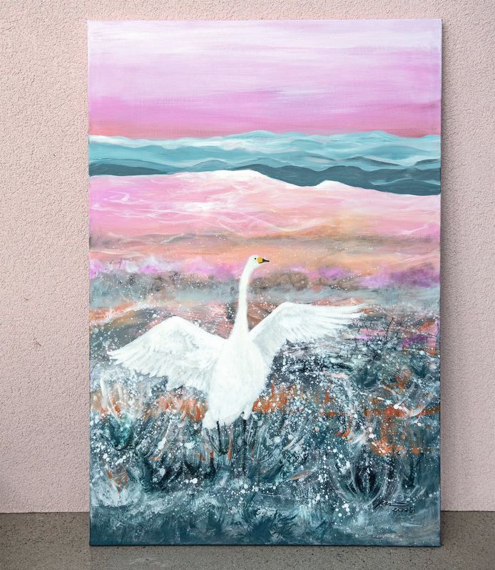 Akryylimaalaus pellavakankaalle 120x80x3cm