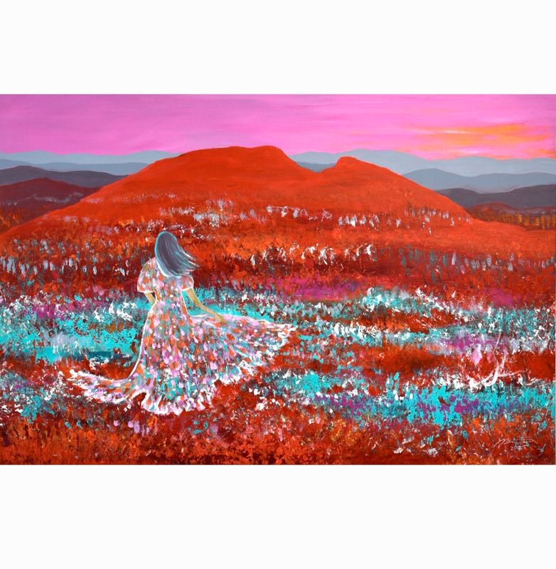 Akryylimaalaus pellavakankaalle 80x120x3cm