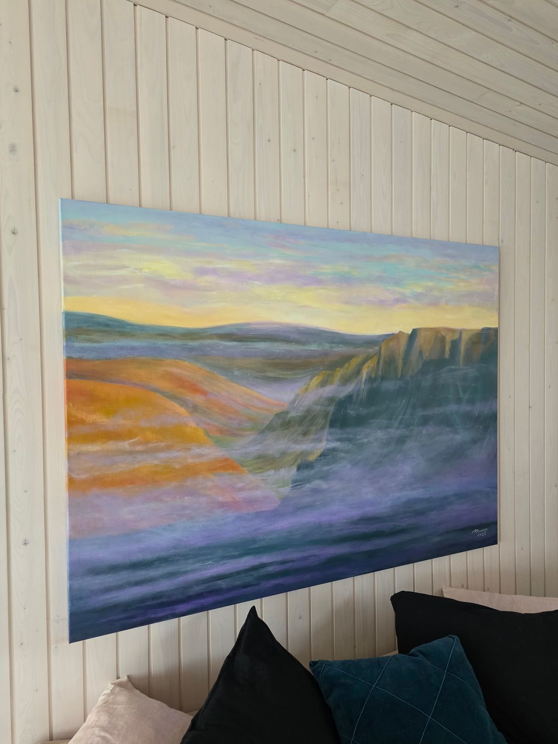 Akryylimaalaus pellavakankaalle, 110x150x3cm