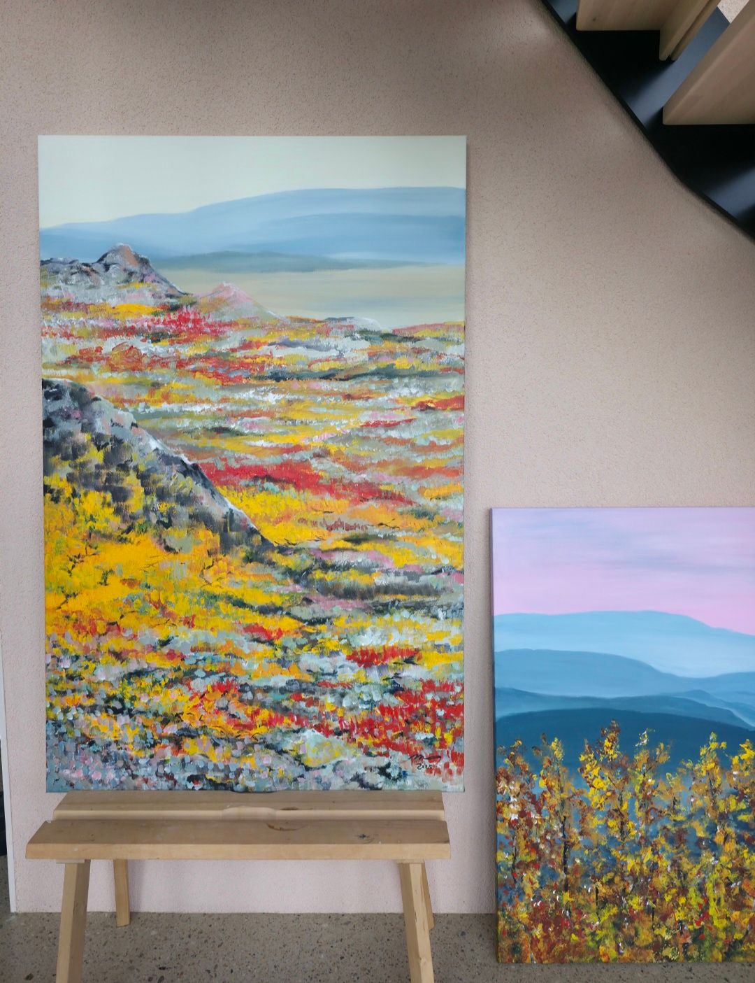 Akryylimaalaus pellavakankaalle, 140x90x3cm
