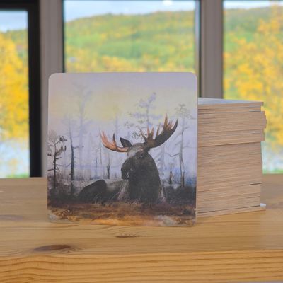 Koivuinen lasinalunen "Suon valtias" 10x10cm