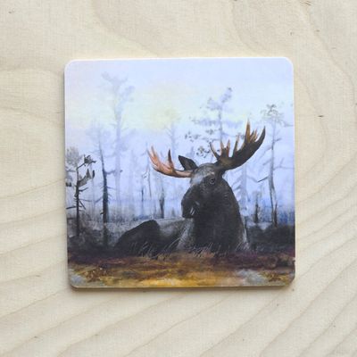 Koivuinen lasinalunen &quot;Suon valtias&quot; 10x10cm