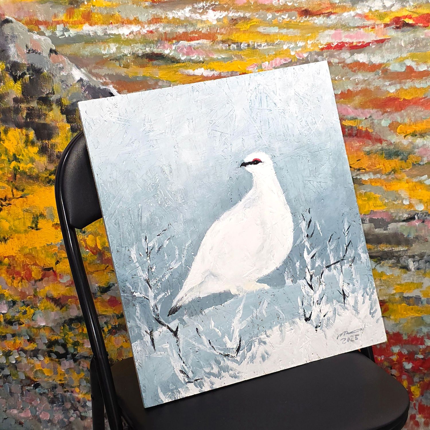 &quot;Kiiruna&quot; Akryylimaalaus vanerille, 45x40x1cm