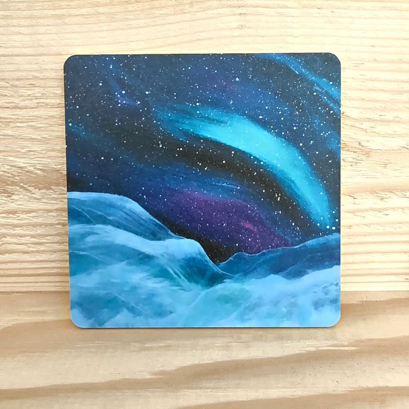 Koivuinen lasinalunen "Tähtien alla" 10x10cm