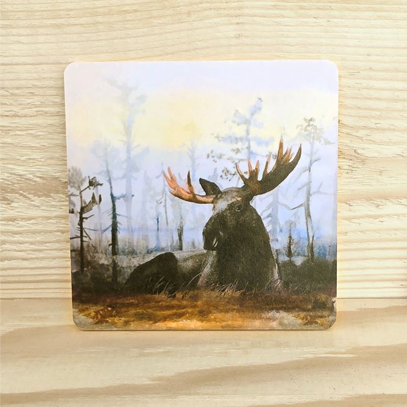 Koivuinen lasinalunen "Suon valtias" 10x10cm