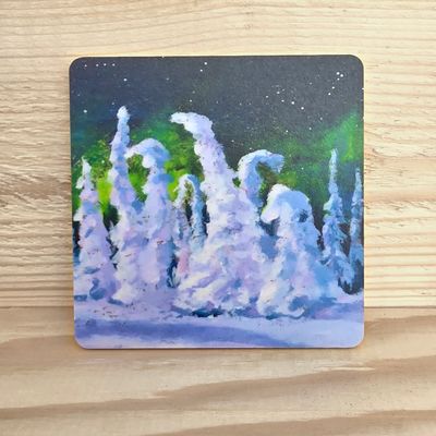 Koivuinen lasinalunen "Kynttiläkuuset" 10x10cm