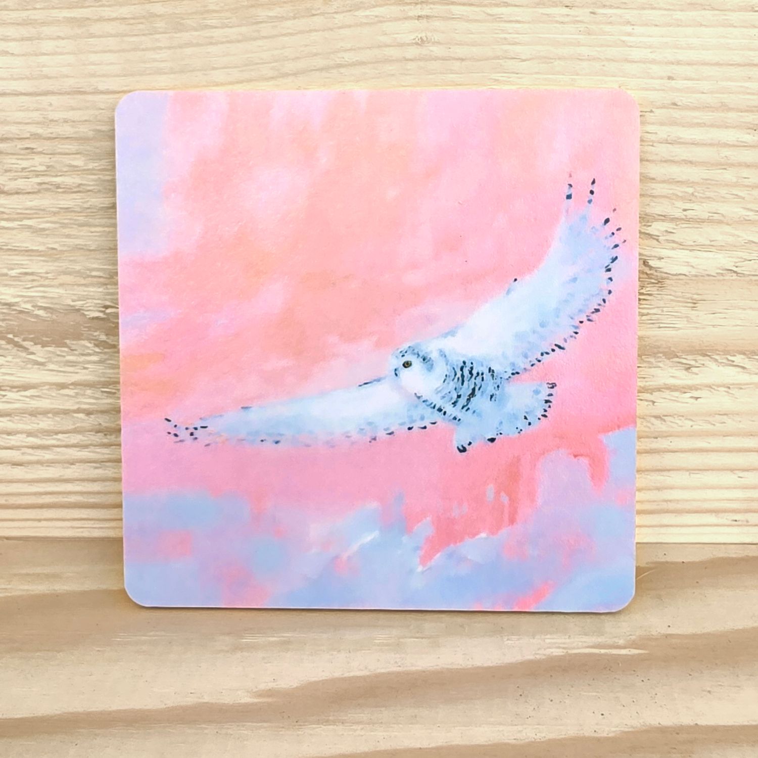 Uutuus! Koivuinen lasinalunen "Tunturipöllö" 10x10cm