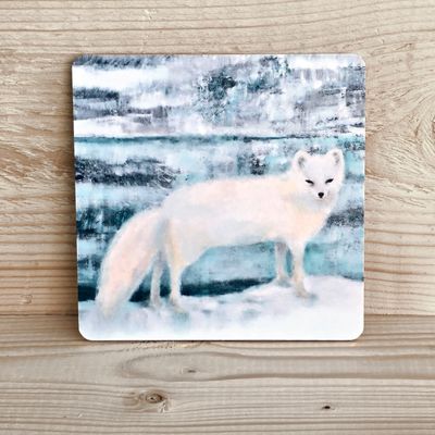 Uutta! Koivuinen lasinalunen "Arctic Fox" 10x10cm
