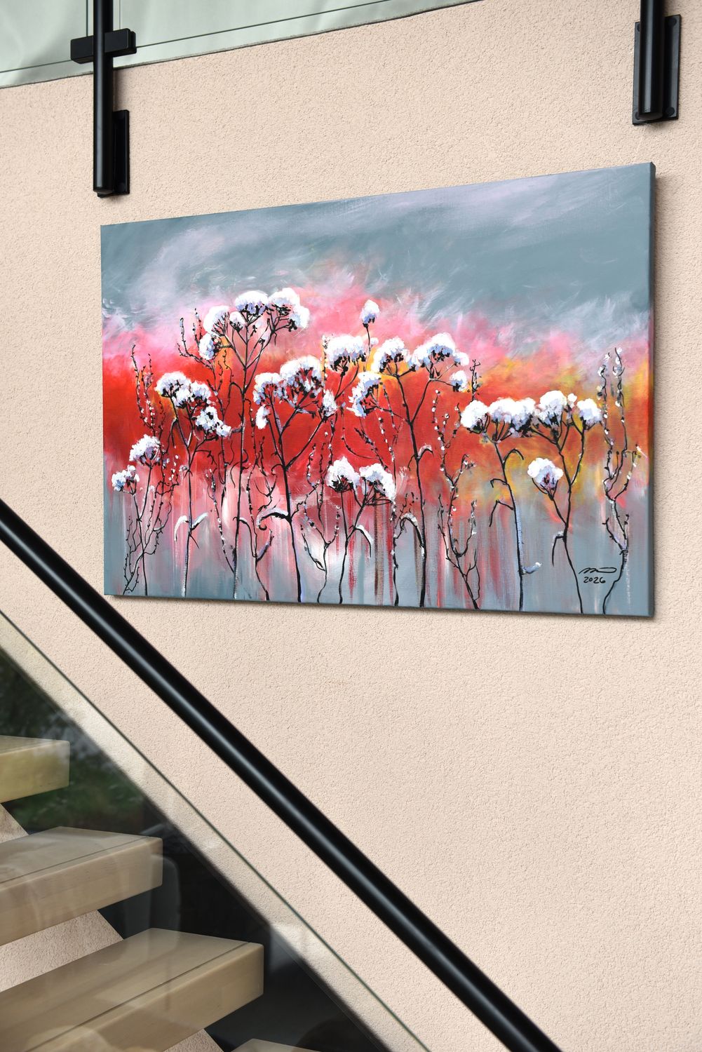 "Lumihatut" Akryylimaalaus pellavakankaalle, 120x80x3cm