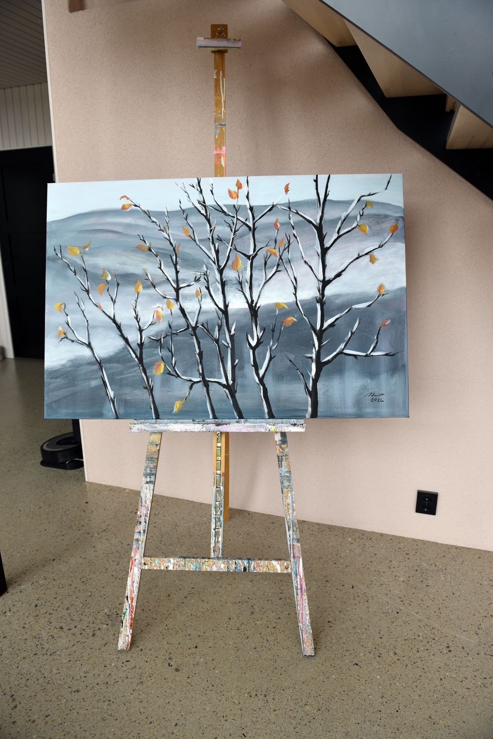 "Hetki ennen ensilunta" Akryylimaalaus pellavakankaalle, 120x80x3cm