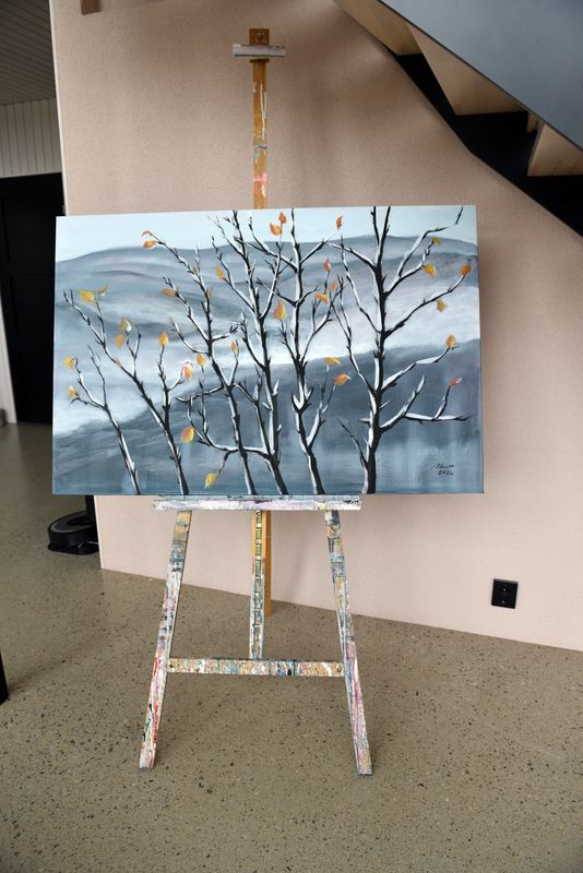 "Hetki ennen ensilunta" Akryylimaalaus pellavakankaalle, 120x80x3cm