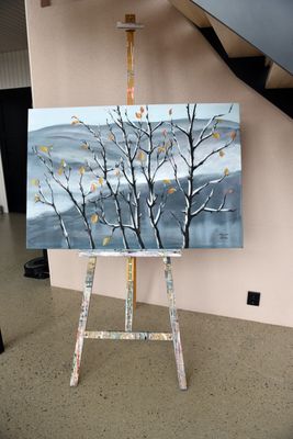 "Hetki ennen ensilunta" Akryylimaalaus pellavakankaalle, 120x80x3cm