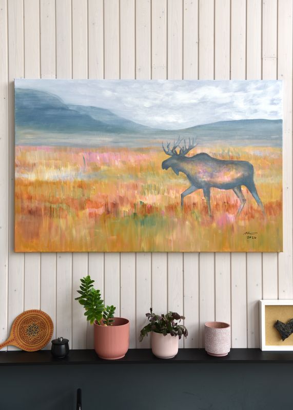 Akryylimaalaus pellavakankaalle, 90x140x3cm