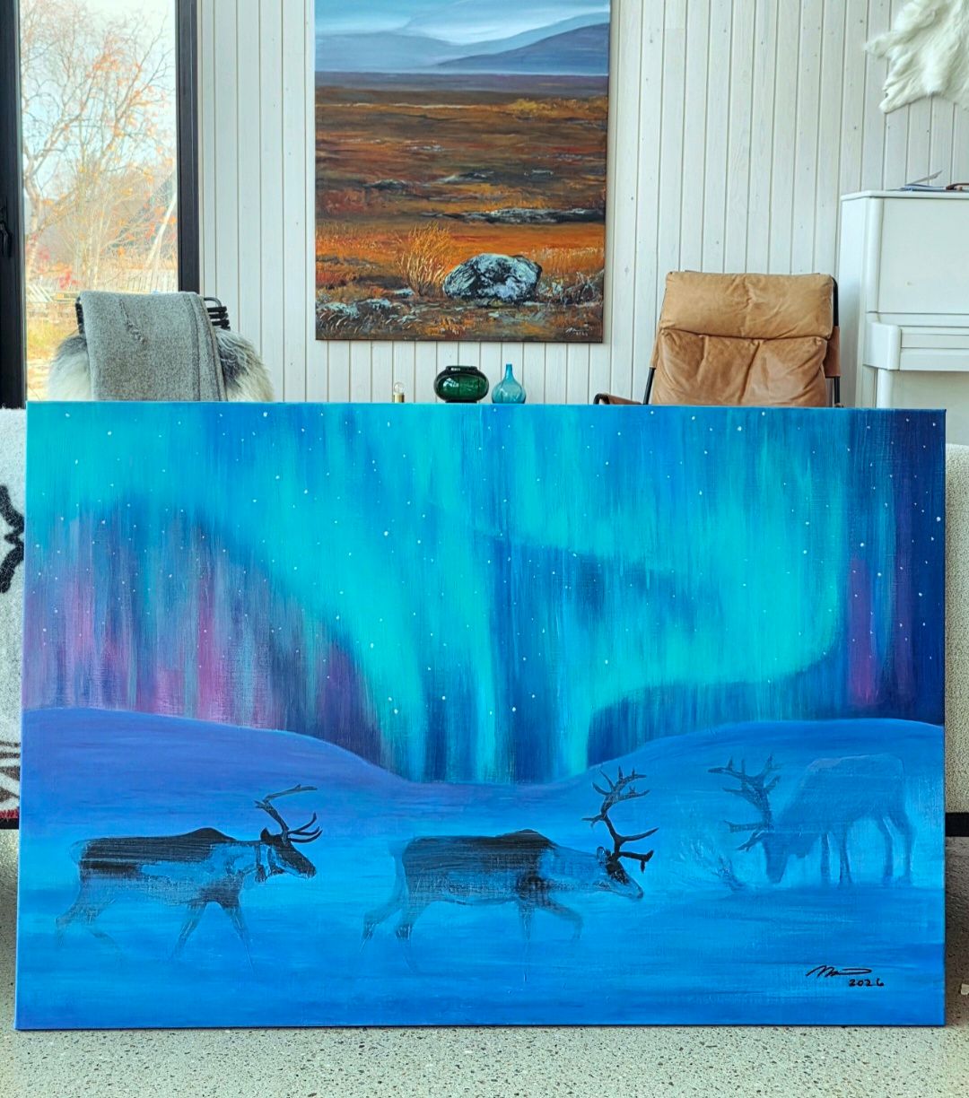 120x80x3cm. Akryyli pellavakankaalle