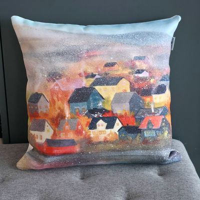 Uutta! "Sadepäivä", Sisustustyynyliina 40x40cm