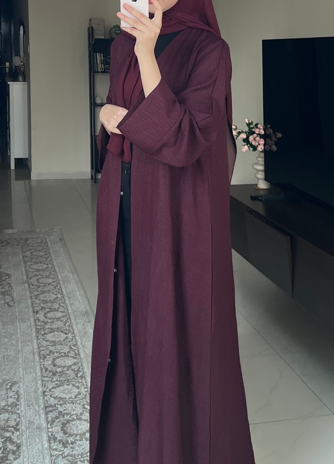 عبايه الكريب لون برغندي