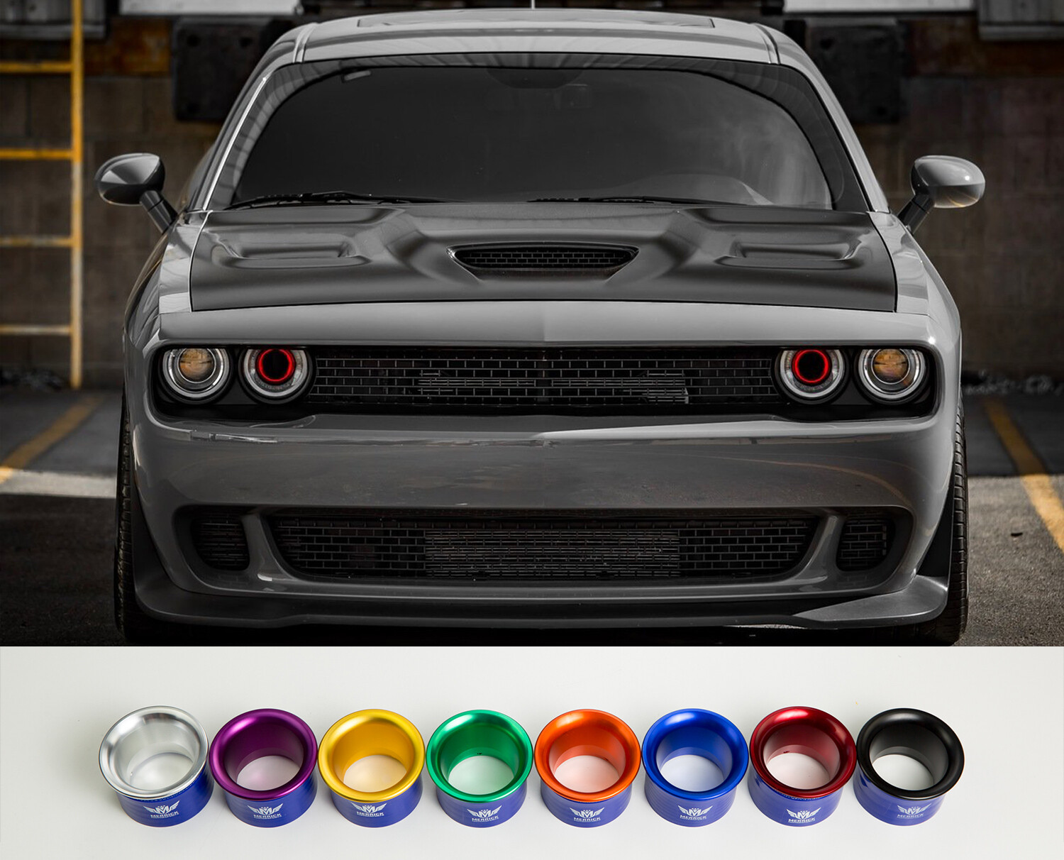 2015-2019 Anodized Dodge Challenger Headlight Intake Rings (SET OF TWO)